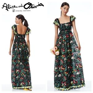 Alice + Olivia McKenna Embellished Empire Waist Gown